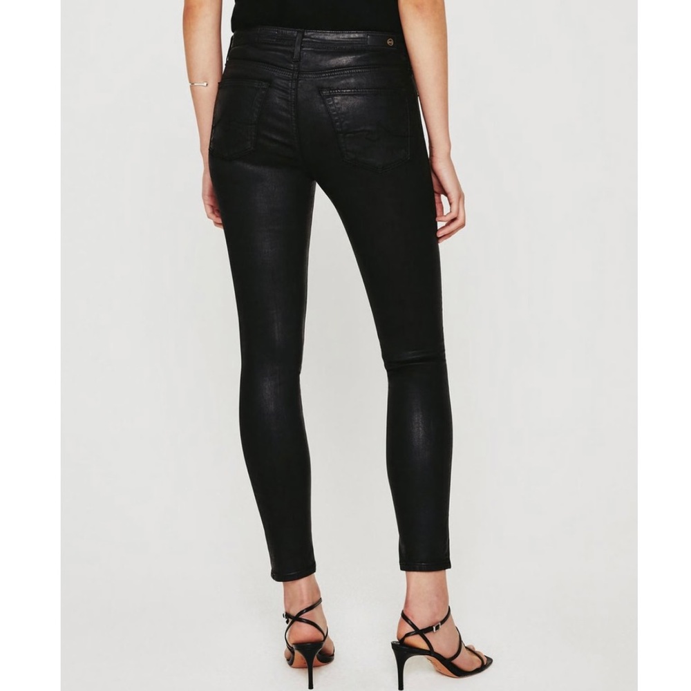 AG Coated Legging Ankle Jeans in Leatherette Super Black